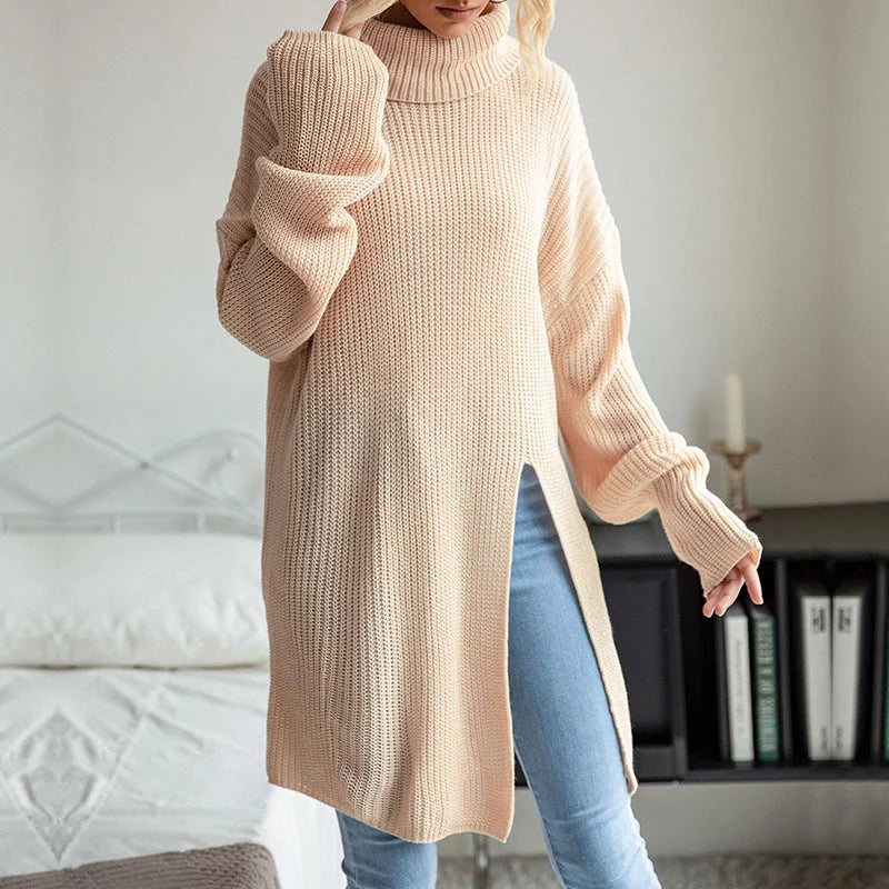 Adrienne | Damski sweter z golfem w stylu tuniki