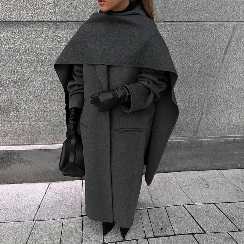 Amalia | Zimowy płaszcz damski retro szary długi