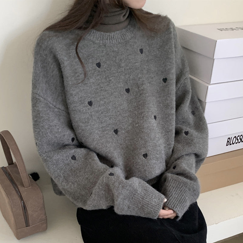 Amelia | Damski Sweter z Wzorem w Serca