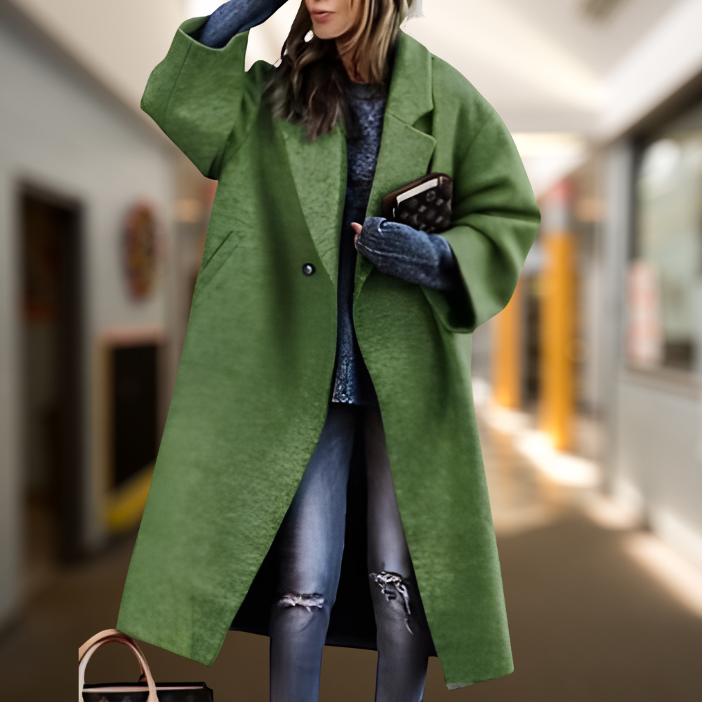 Aria | Elegancki Długi Płaszcz z Wełny w Żywych Kolorach