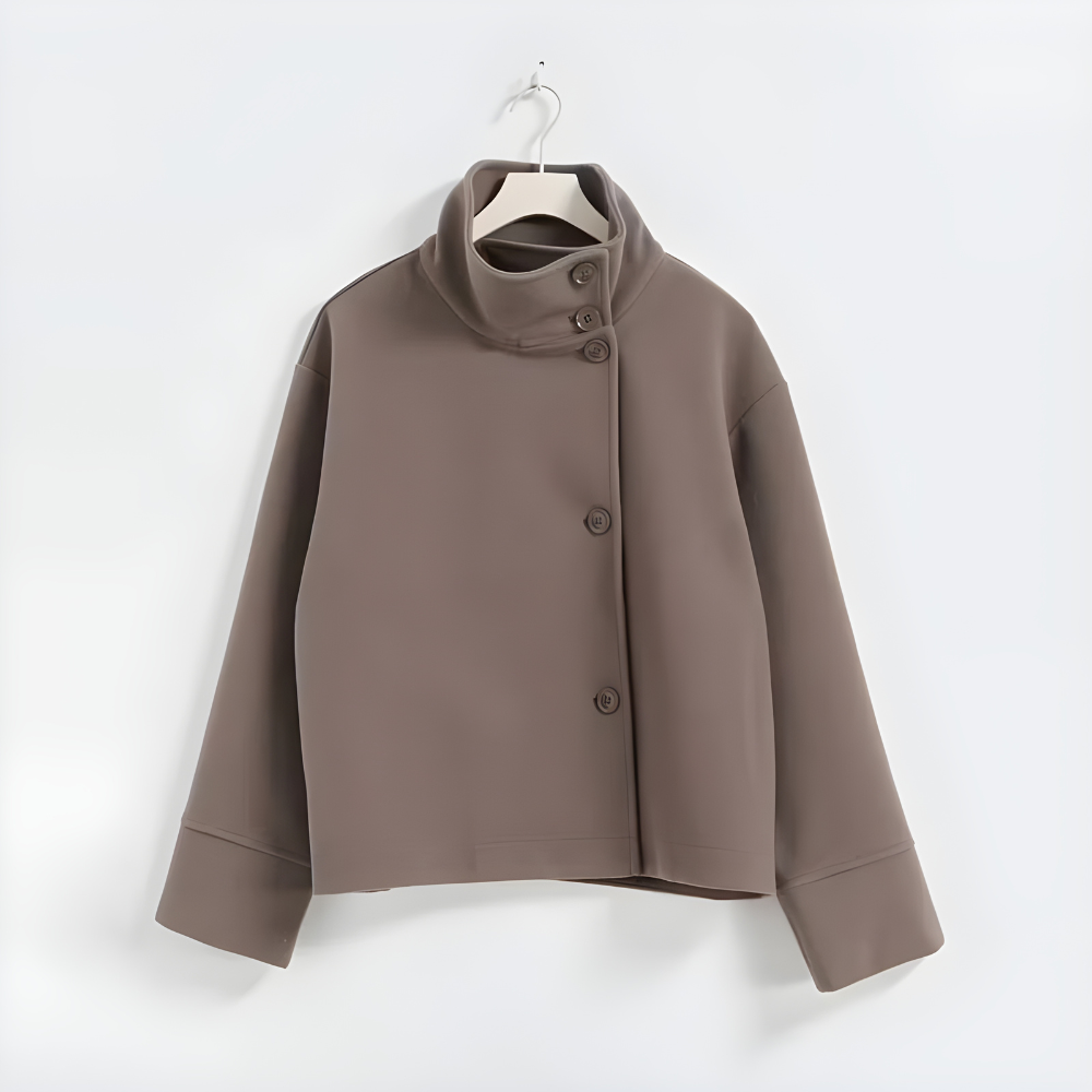 Ava | Kurtka Damska z Stojącym Kołnierzem – Zapięcie na Guziki