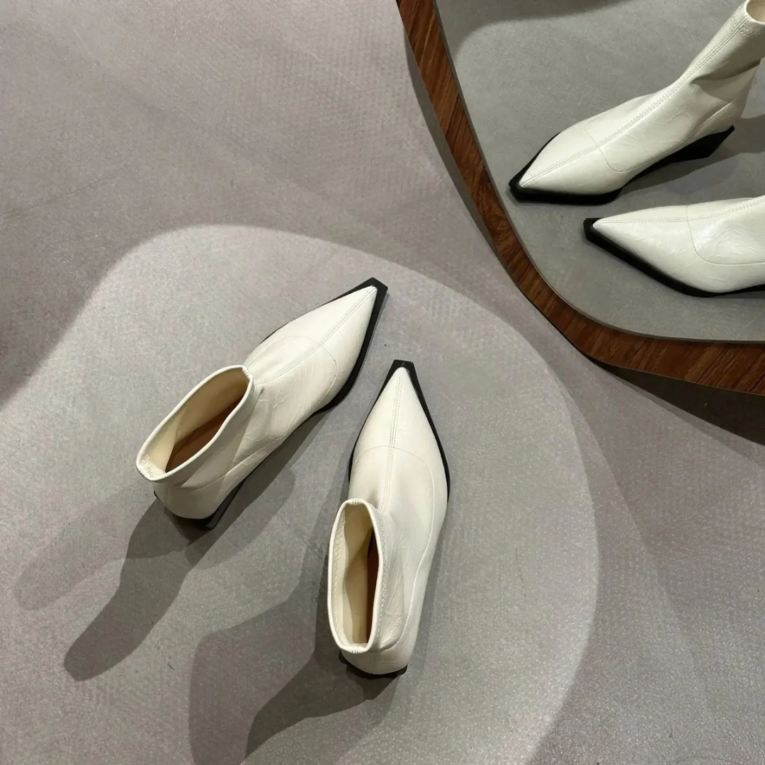 Ayla | Botki Damskie - Szpiczasty Nos i Słupkowy Obcas