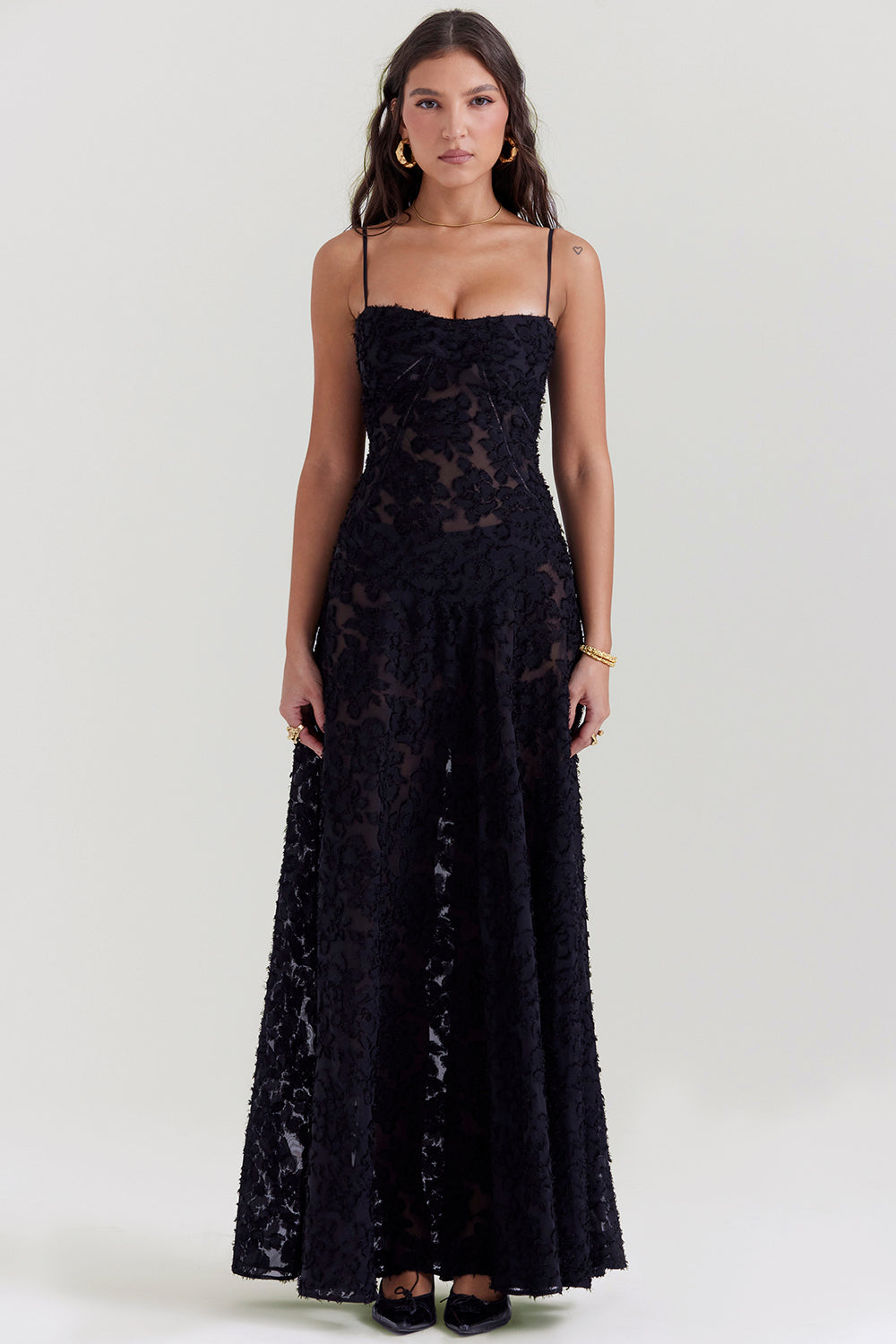 Bernadeta | Vintage Sukienka Maxi w Kremowym Odcieniu z Koronkowym Tyłem
