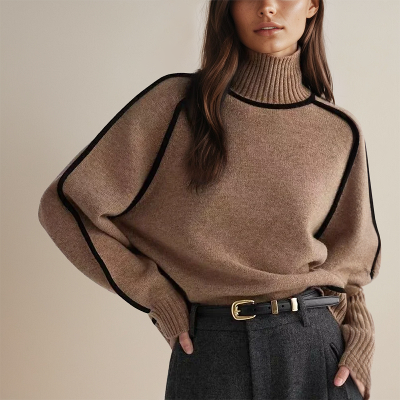 Clara | Sweter Damski z Kontrastowym Wykończeniem