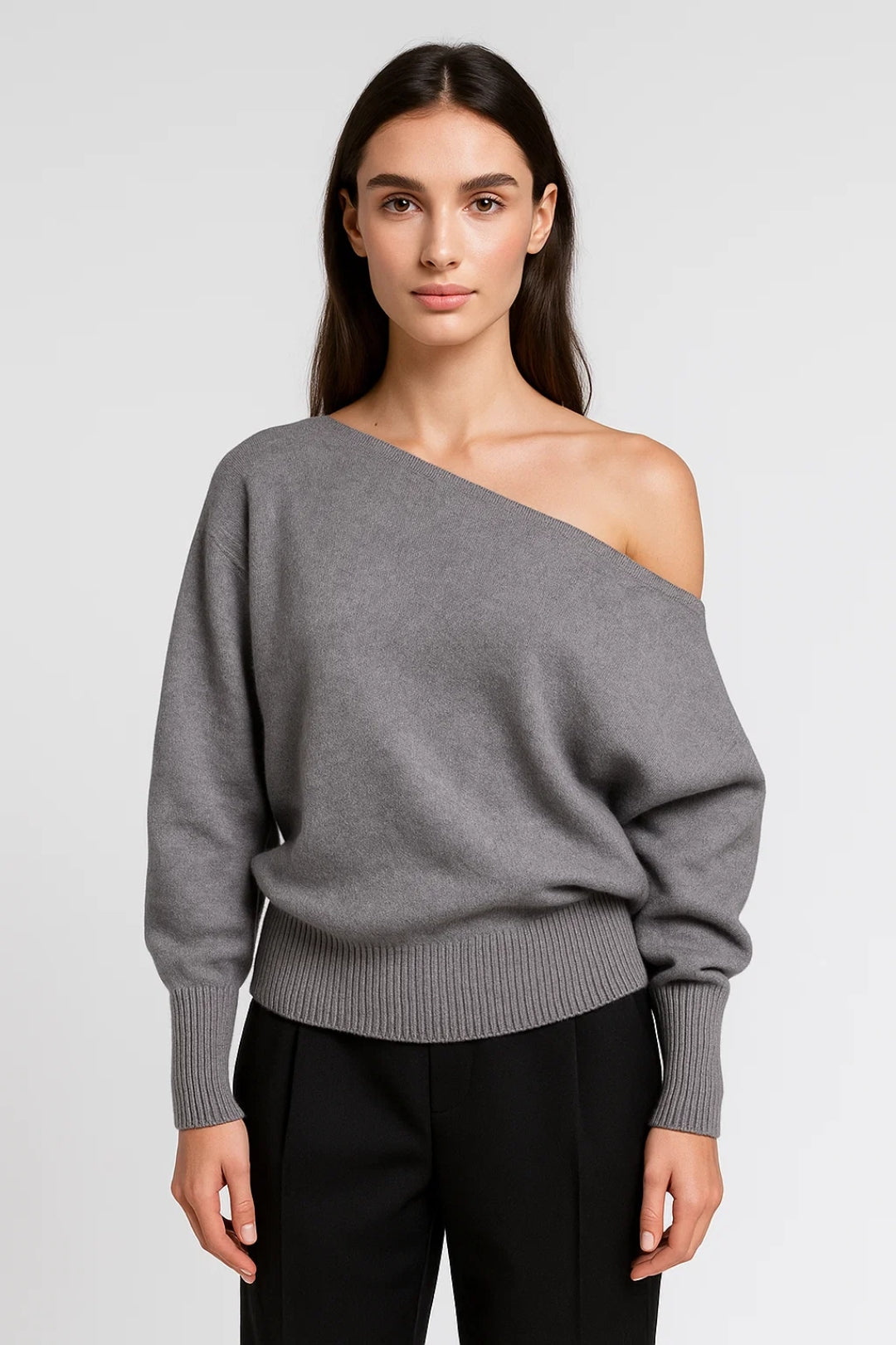 Dalila | Sweter Damski Off-Shoulder, Asymetryczny Model z Luźnym Fasonem