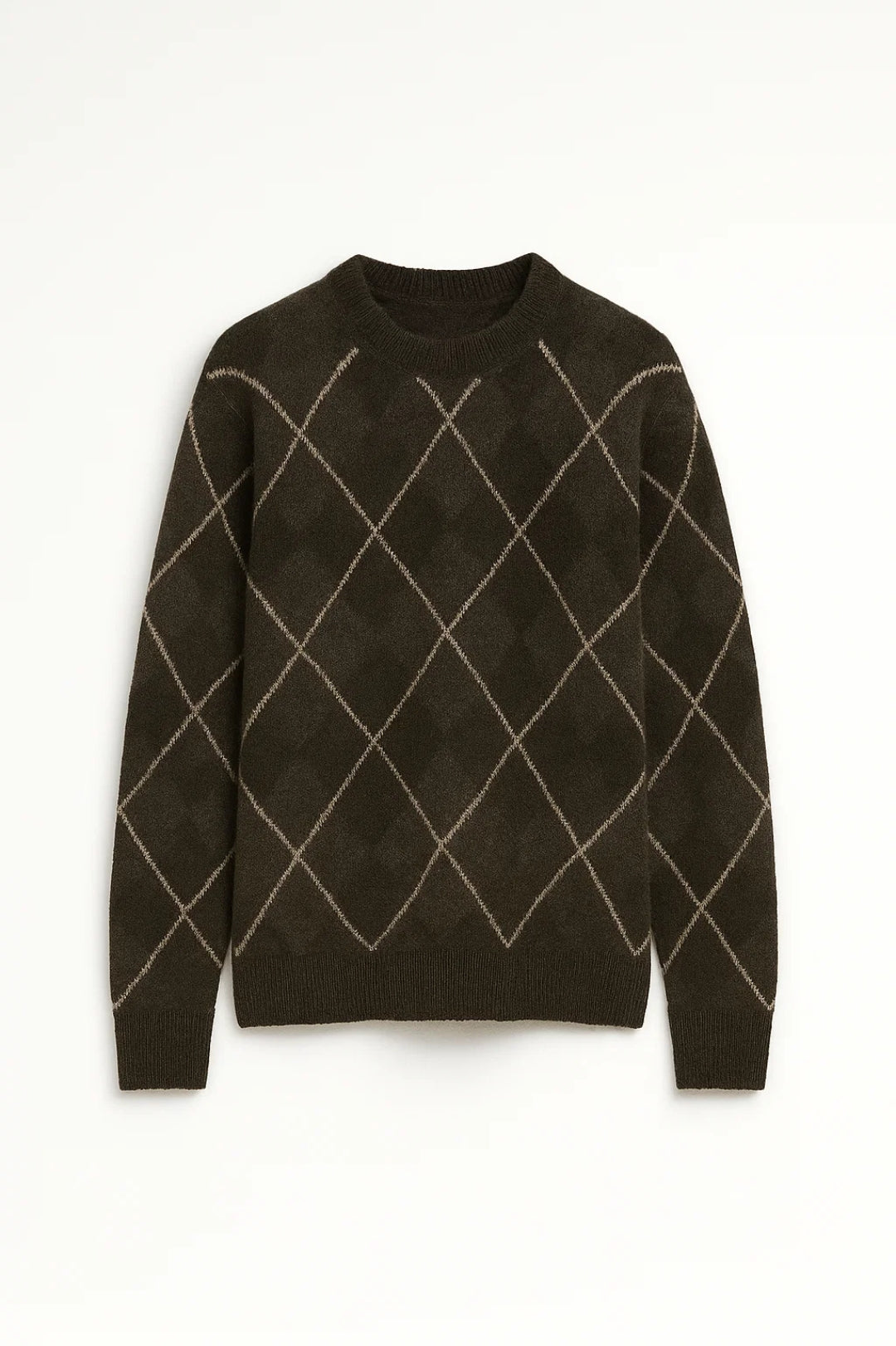 Eden | Sweter Damski, Klasyczny Wzór w Kratę i Okrągły Dekolt