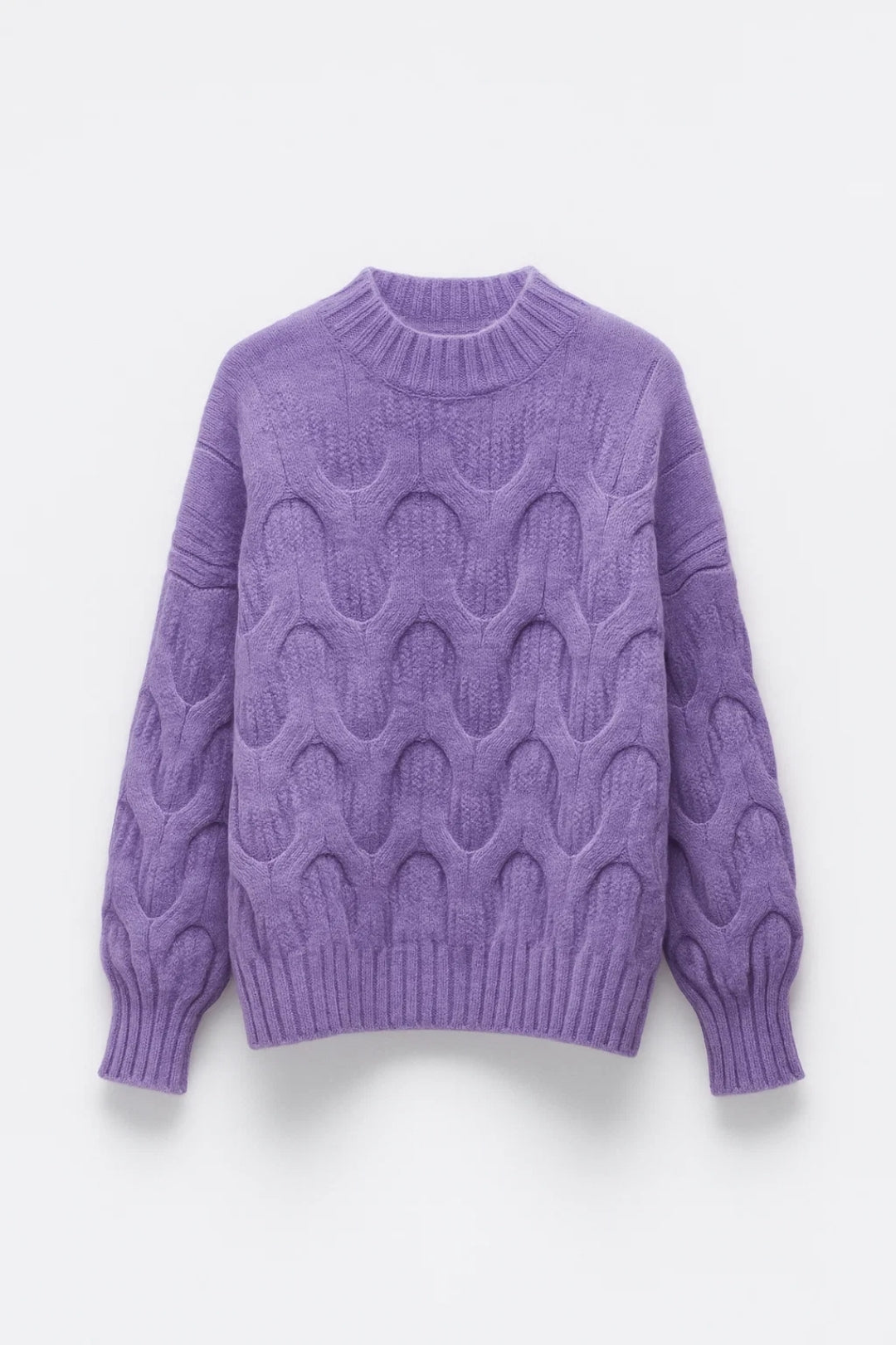 Elira | Sweter Dziergany, Struktura 3D z Okrągłym Dekoltem