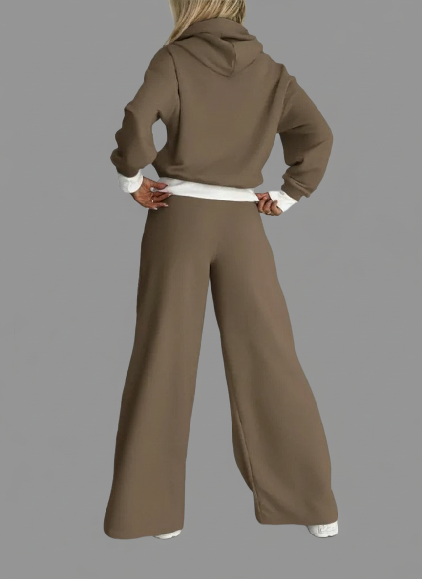 Elisea | Odzież domowa z Kapturem i Szerokimi Nogawkami