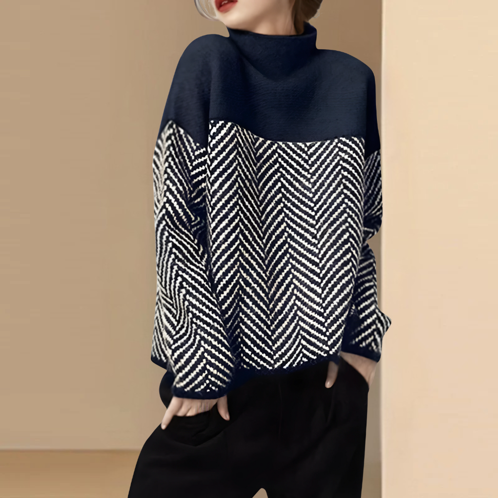 Ella | Vintage Luźny Sweter z Półgolfem