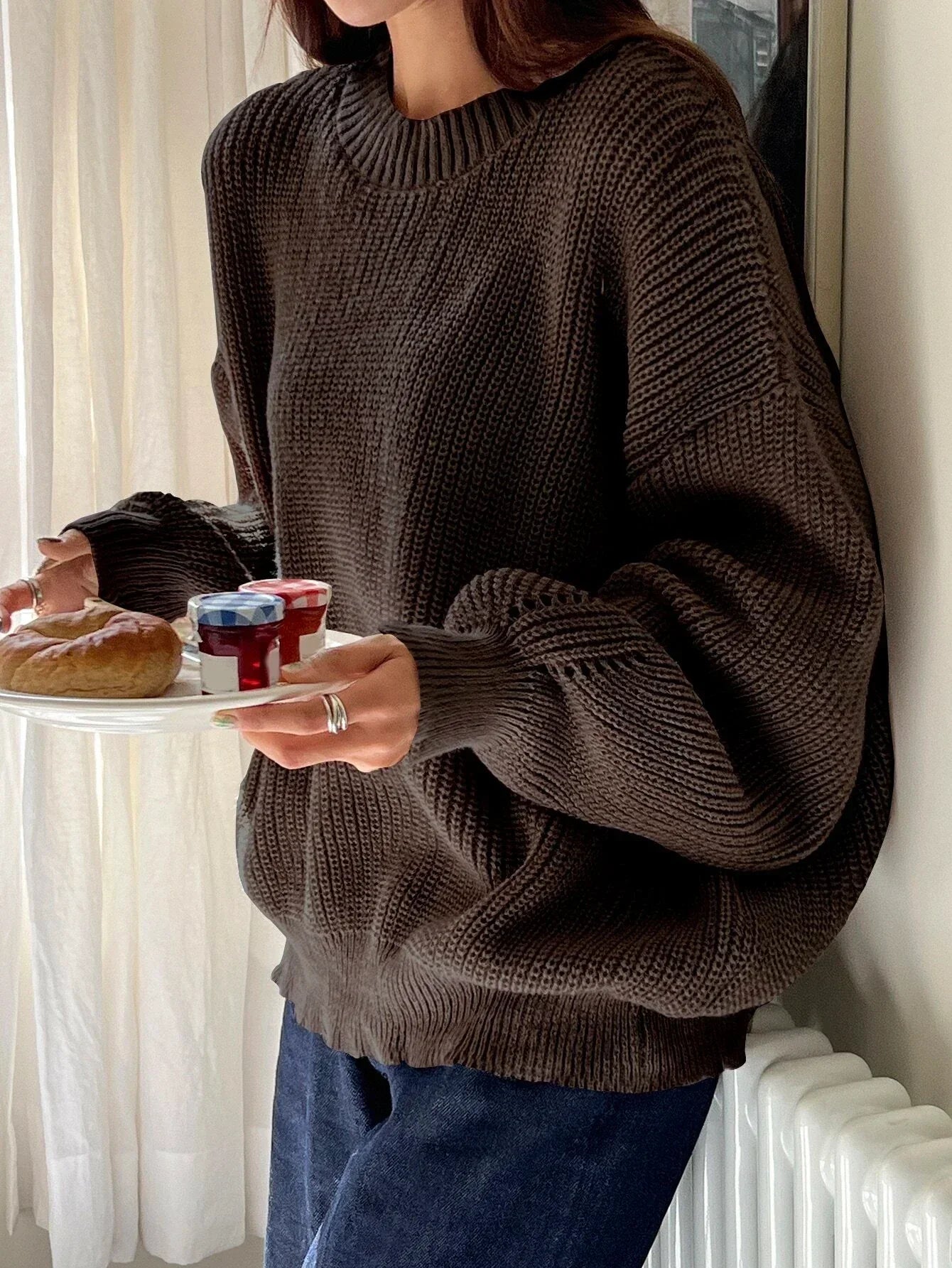 Elowen | Grobowa Dzianinowa Oversized Sweter