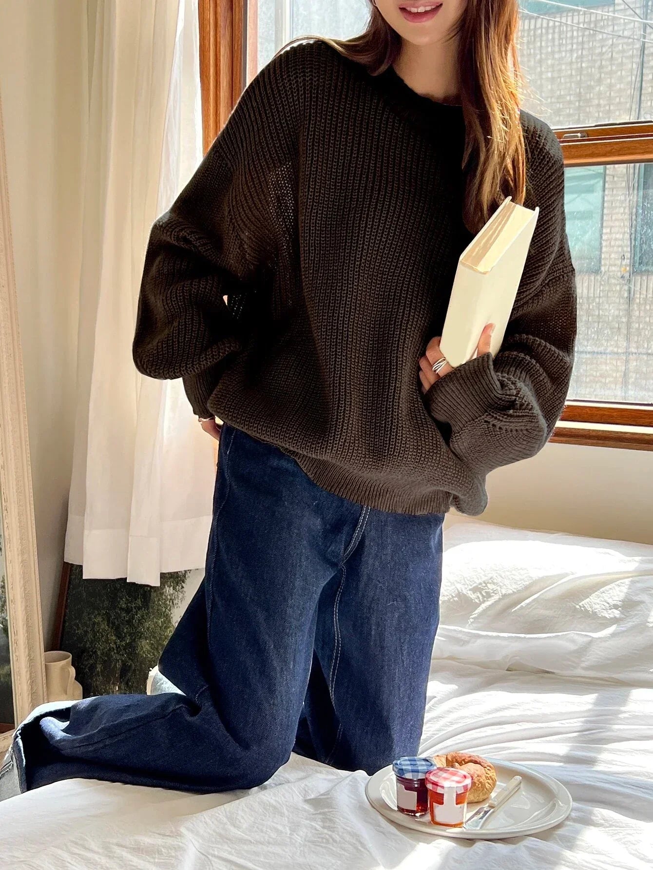 Elowen | Grobowa Dzianinowa Oversized Sweter