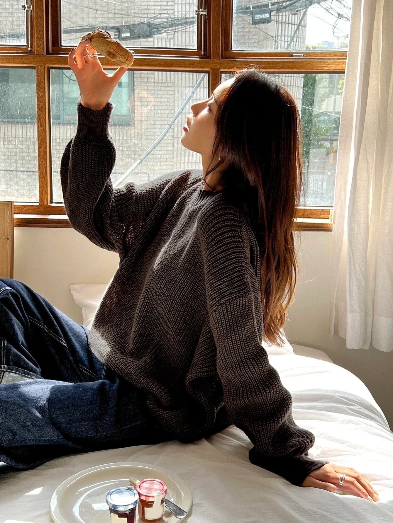 Elowen | Grobowa Dzianinowa Oversized Sweter