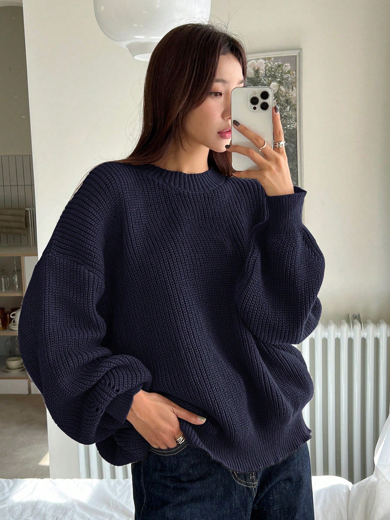 Elowen | Grobowa Dzianinowa Oversized Sweter