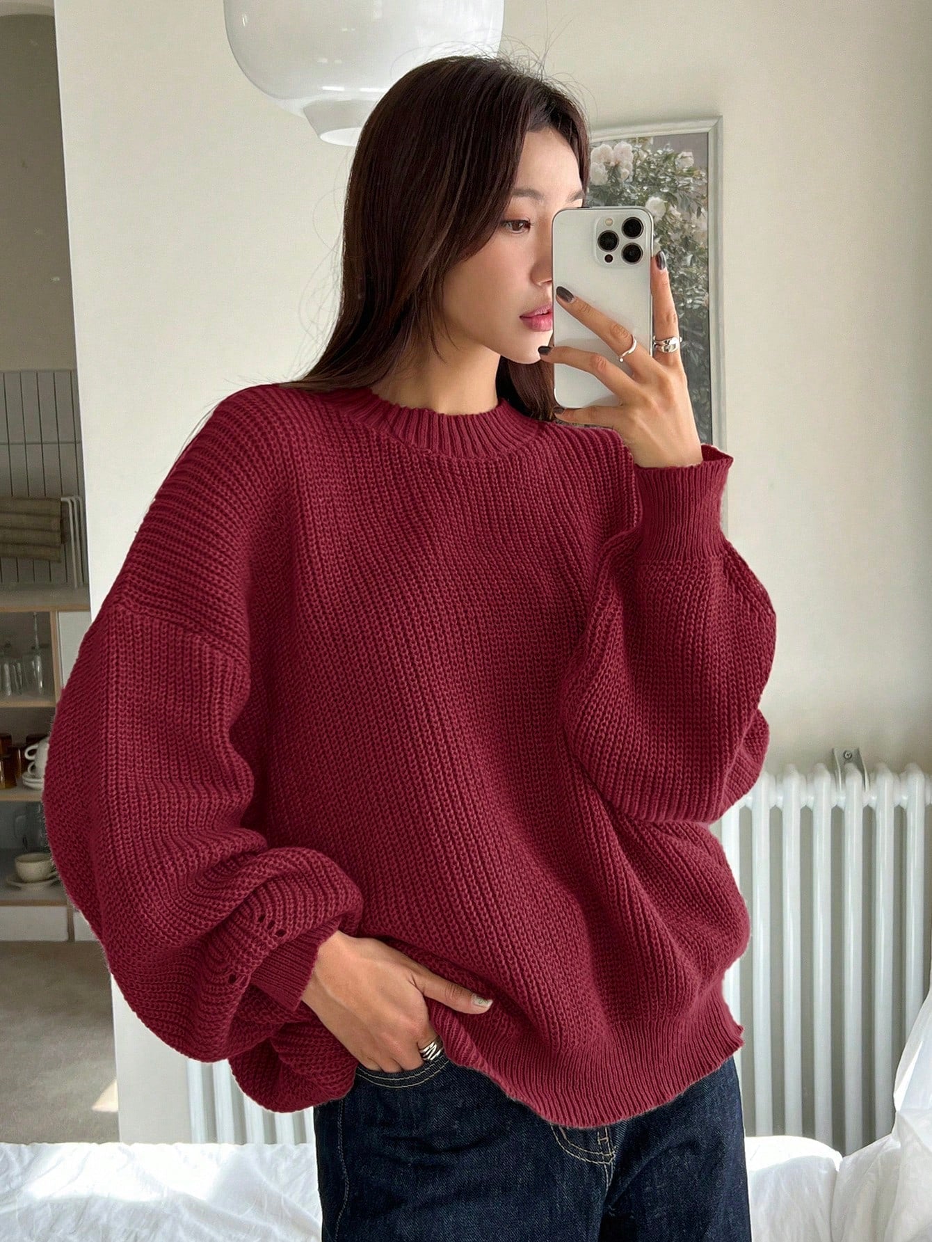 Elowen | Grobowa Dzianinowa Oversized Sweter
