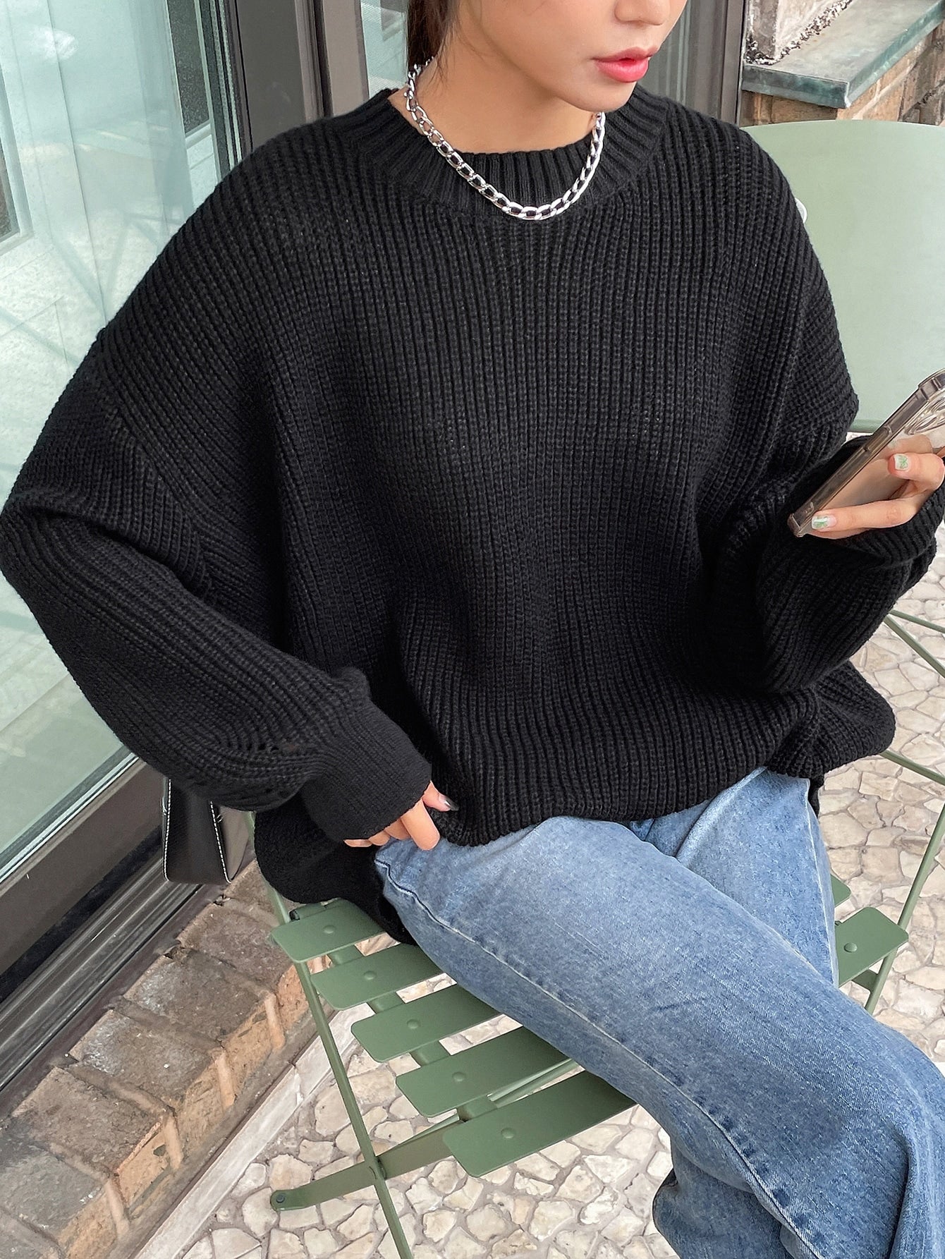 Elowen | Grobowa Dzianinowa Oversized Sweter