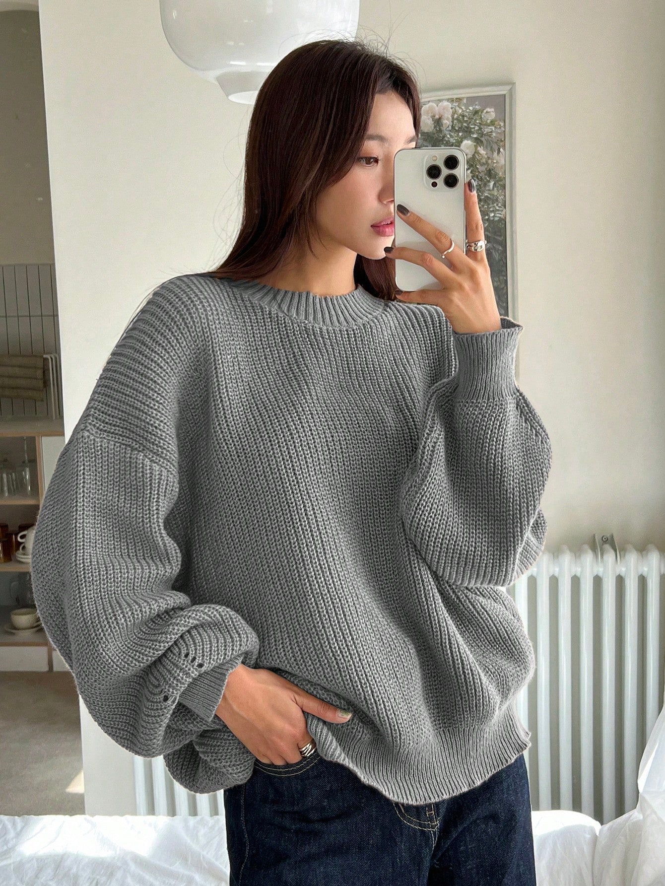 Elowen | Grobowa Dzianinowa Oversized Sweter