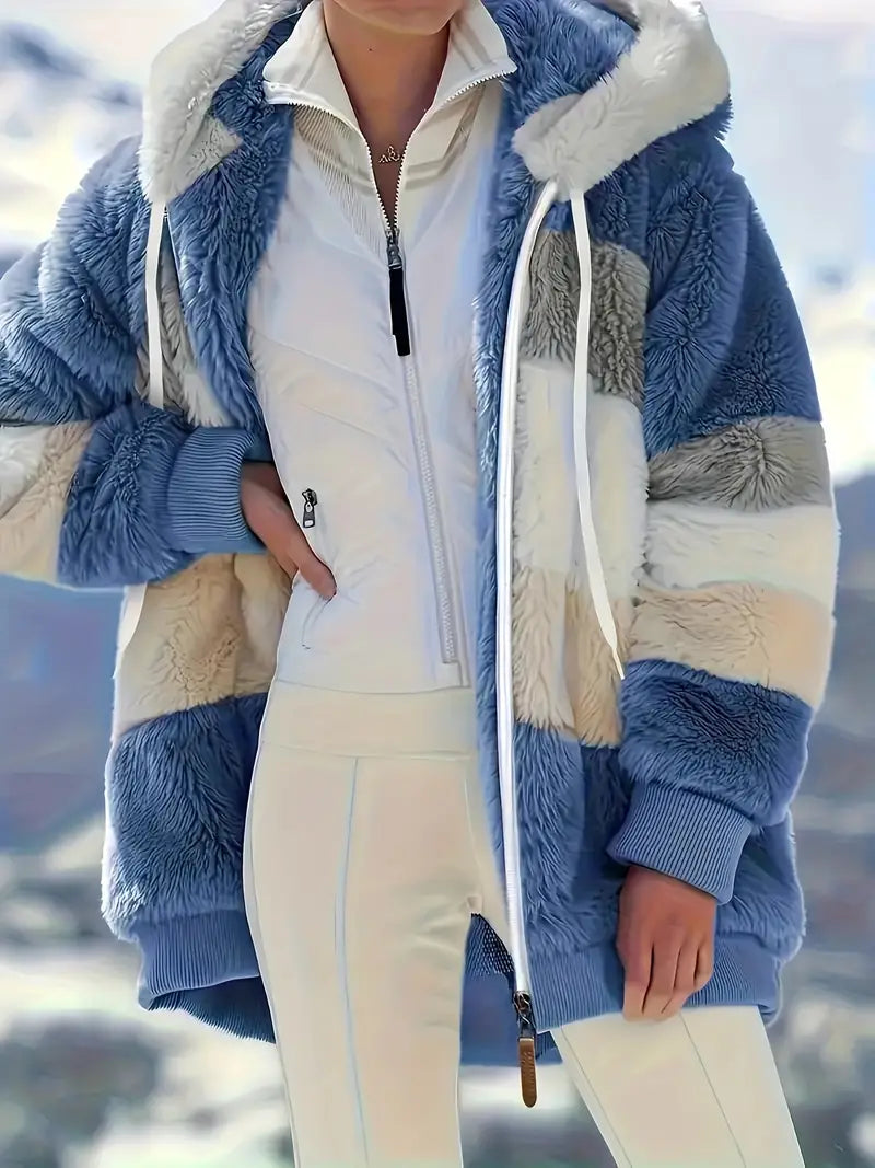 Evangeline | kurtka zimowa damska pluszowa fluffy fleece ciepła elegancka Chicveo