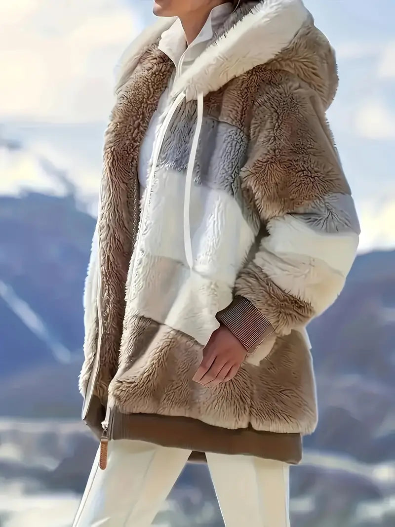 Evangeline | kurtka zimowa damska pluszowa fluffy fleece ciepła elegancka Chicveo
