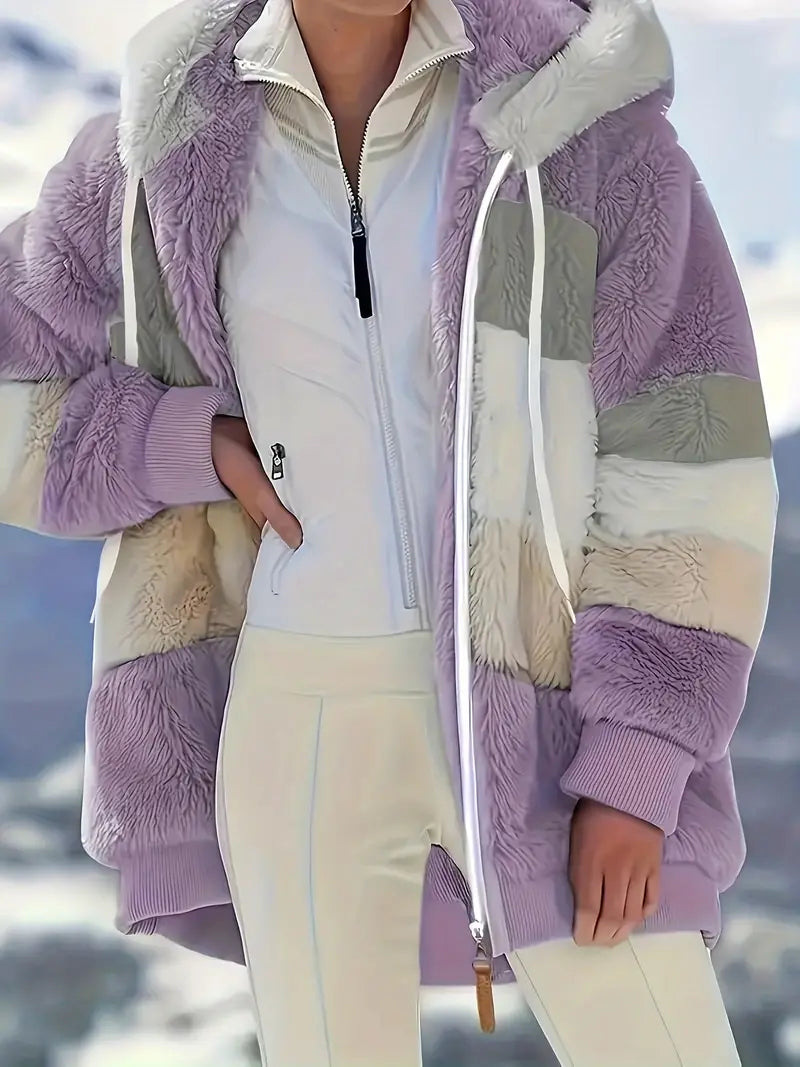 Evangeline | kurtka zimowa damska pluszowa fluffy fleece ciepła elegancka Chicveo