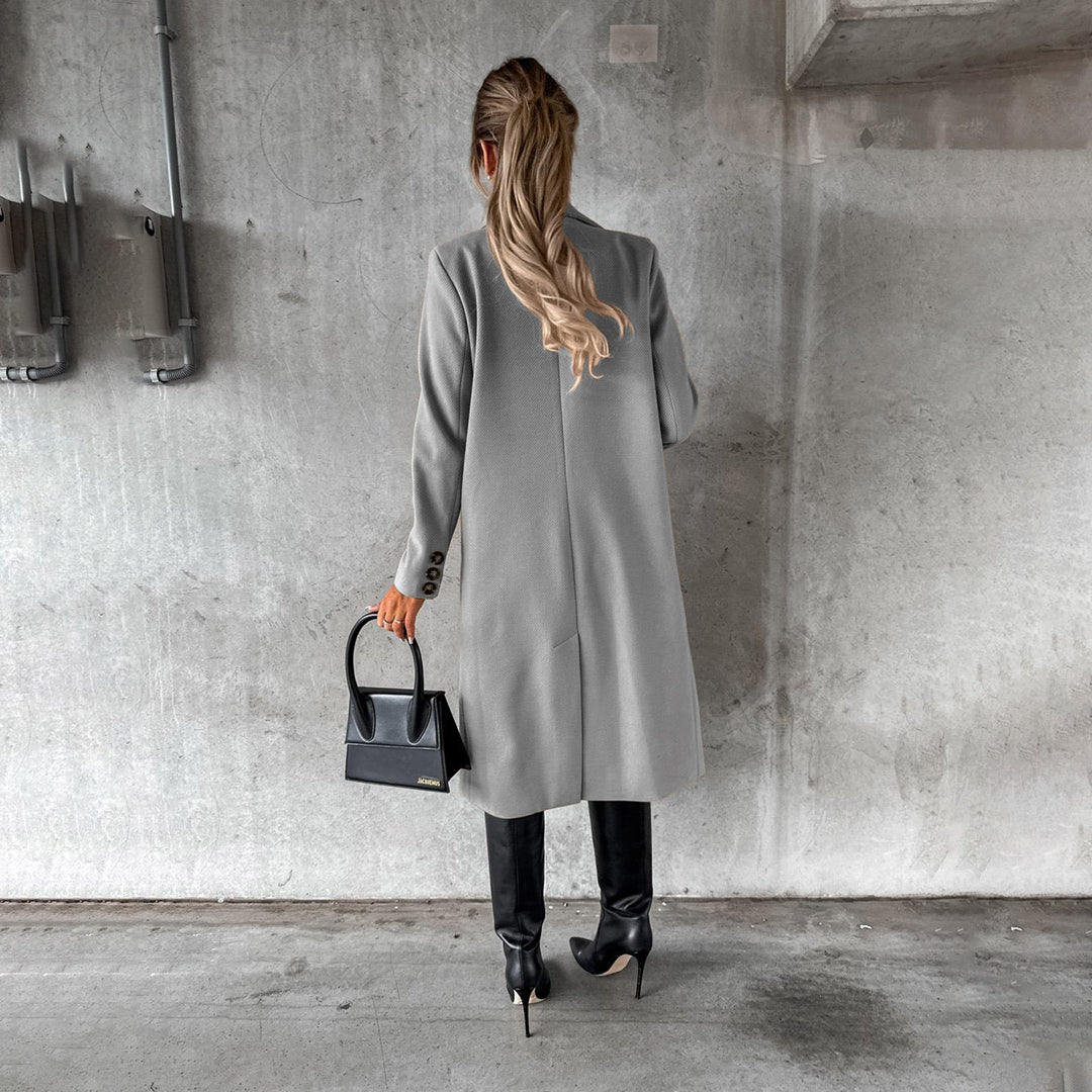 Kaia | kurtka zimowa damska stylowa elegancka długa wełniana ciepła Chicveo