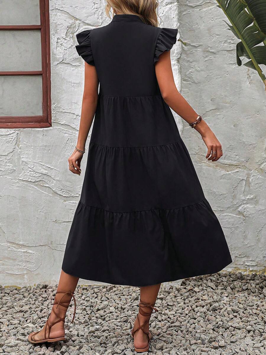 Kaja | Elegancka Midi Sukienka Z Falbankami Dla Kobiet