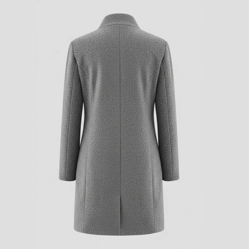Layla | Elegancki Zimowy Płaszcz z Wełny z Stojącym Kołnierzem