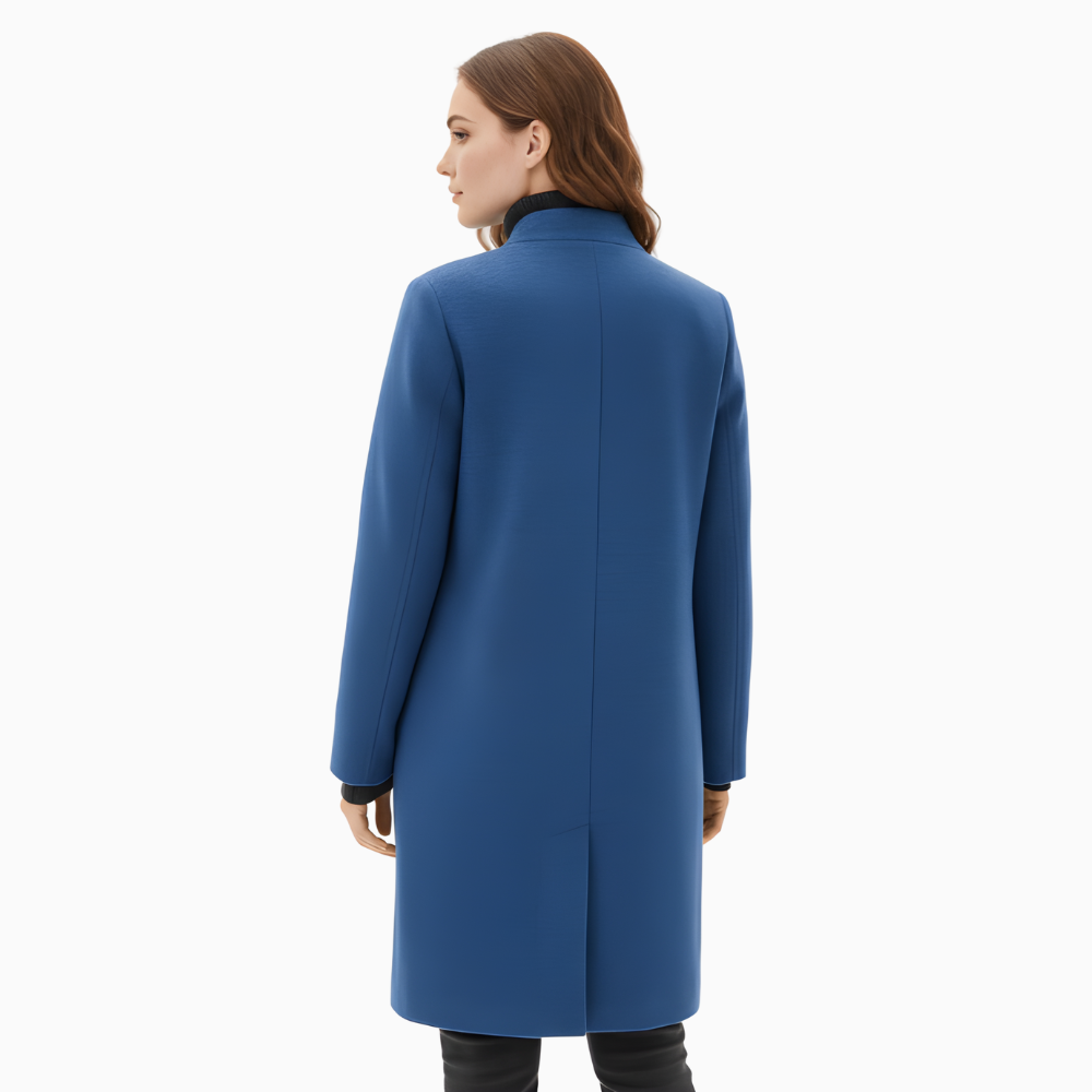 Layla | Elegancki Zimowy Płaszcz z Wełny z Stojącym Kołnierzem