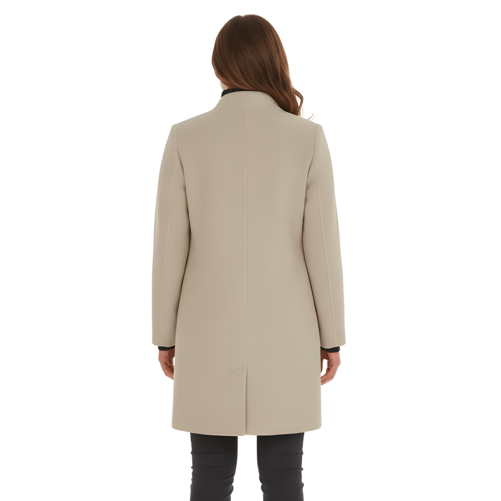 Layla | Elegancki Zimowy Płaszcz z Wełny z Stojącym Kołnierzem