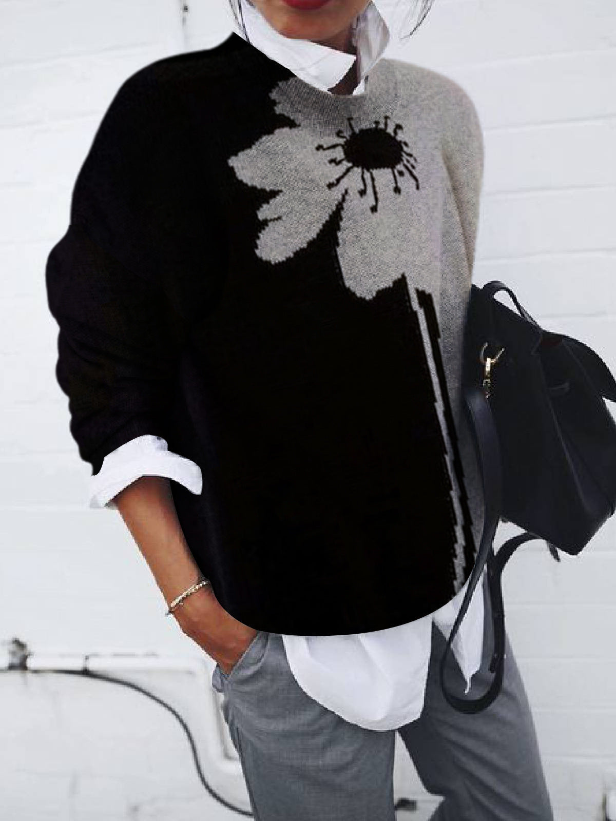 Leona | Damski Sweter Dzianinowy z Wzorem
