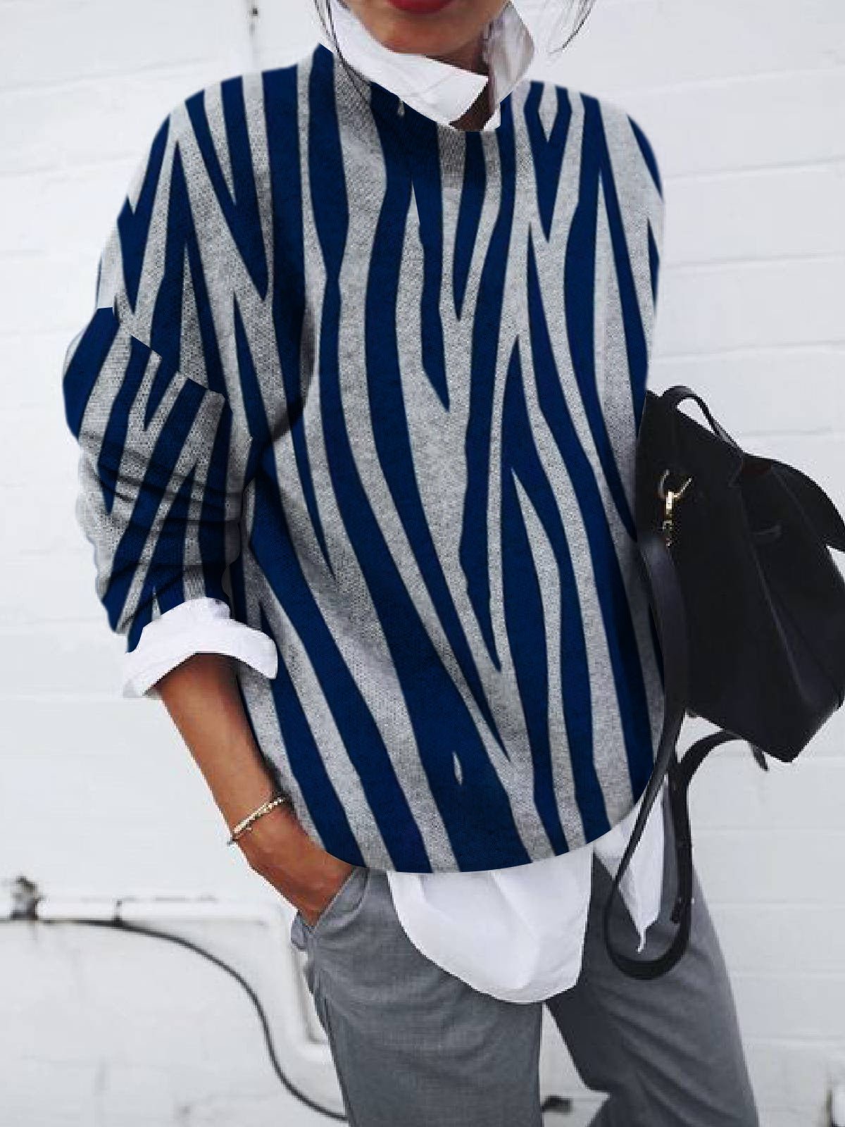 Leona | Damski Sweter Dzianinowy z Wzorem