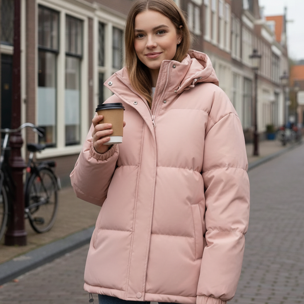 Maeve | Minimalistyczna Gruba Puchowa Parka z Kapturem