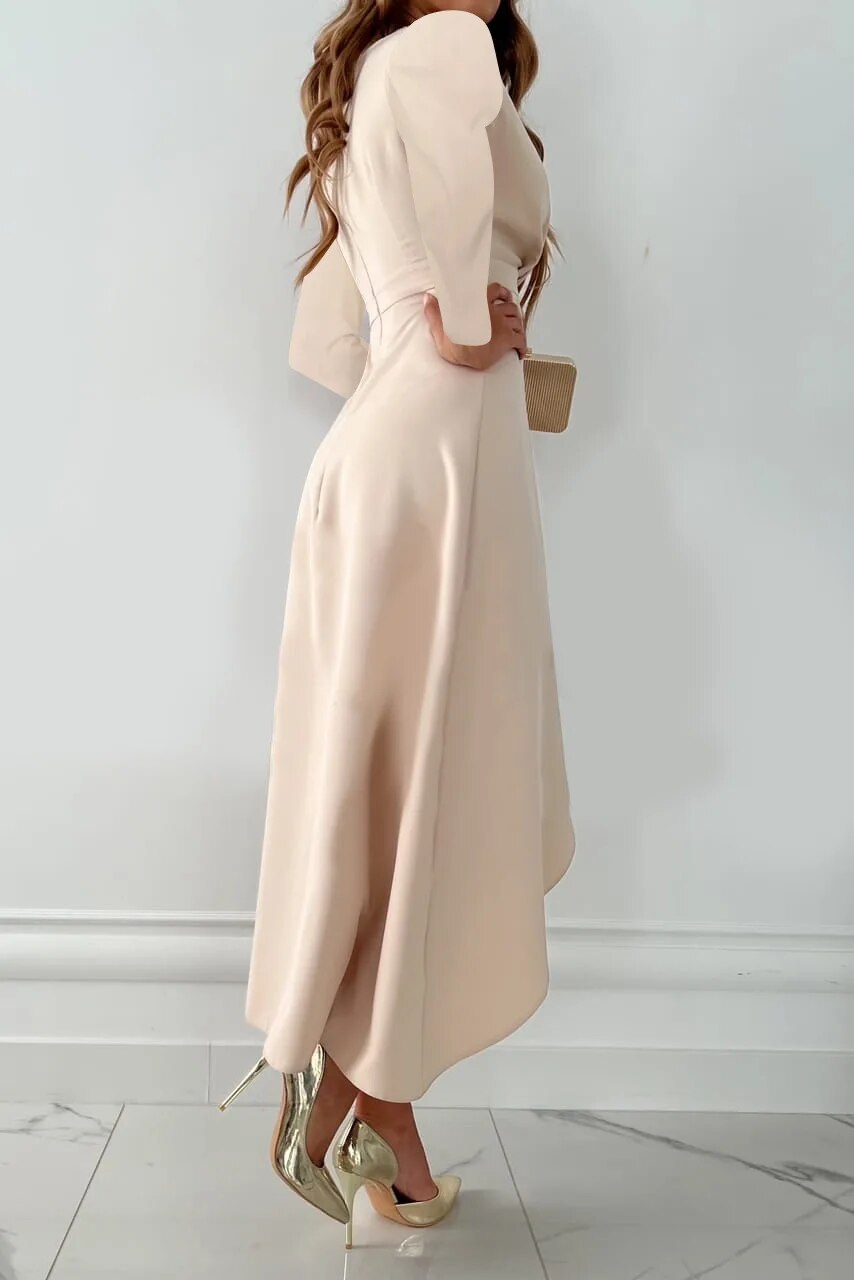Maja | Elegancka Długa Sukienka z Długimi Rękawami