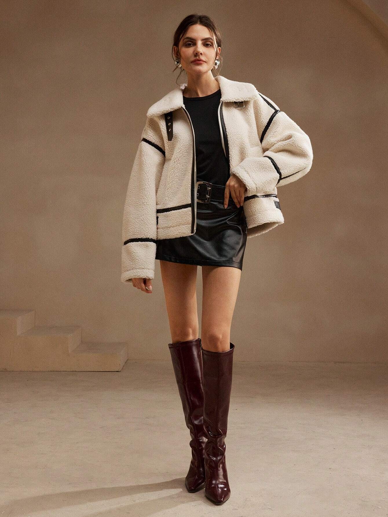 Mara | Damska Oversized Sherpa Kurtka