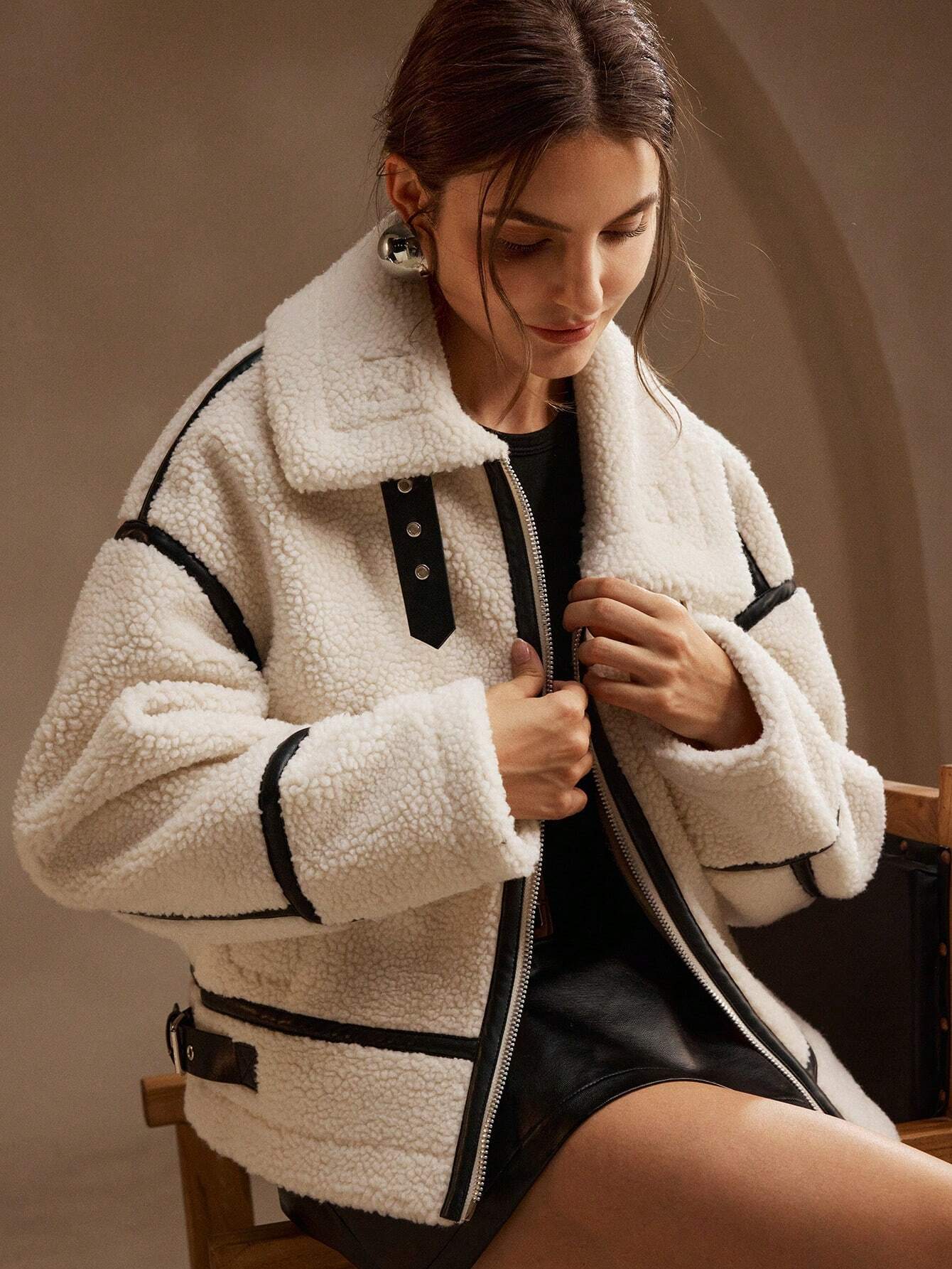 Mara | Damska Oversized Sherpa Kurtka