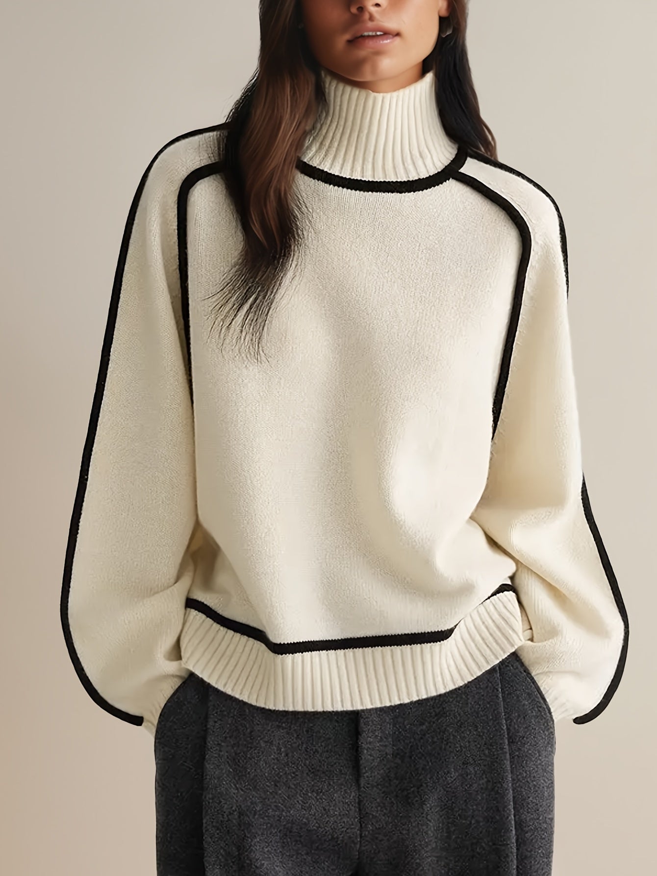 Marcela | Stylowy Sweter Damski z Golfem w Jednolitym Kolorze