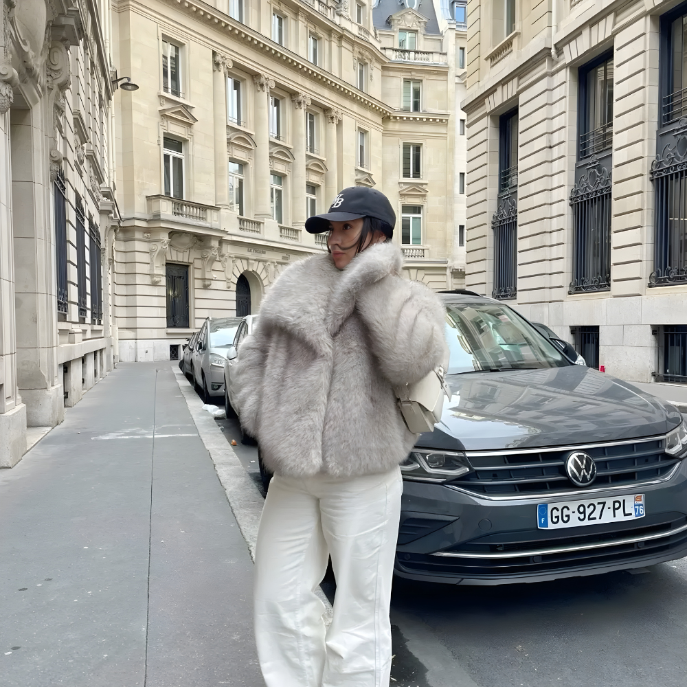 Miękka Kurtka z Imitacji Futra dla Dam