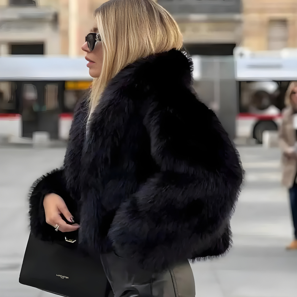 Miękka Kurtka z Imitacji Futra dla Dam