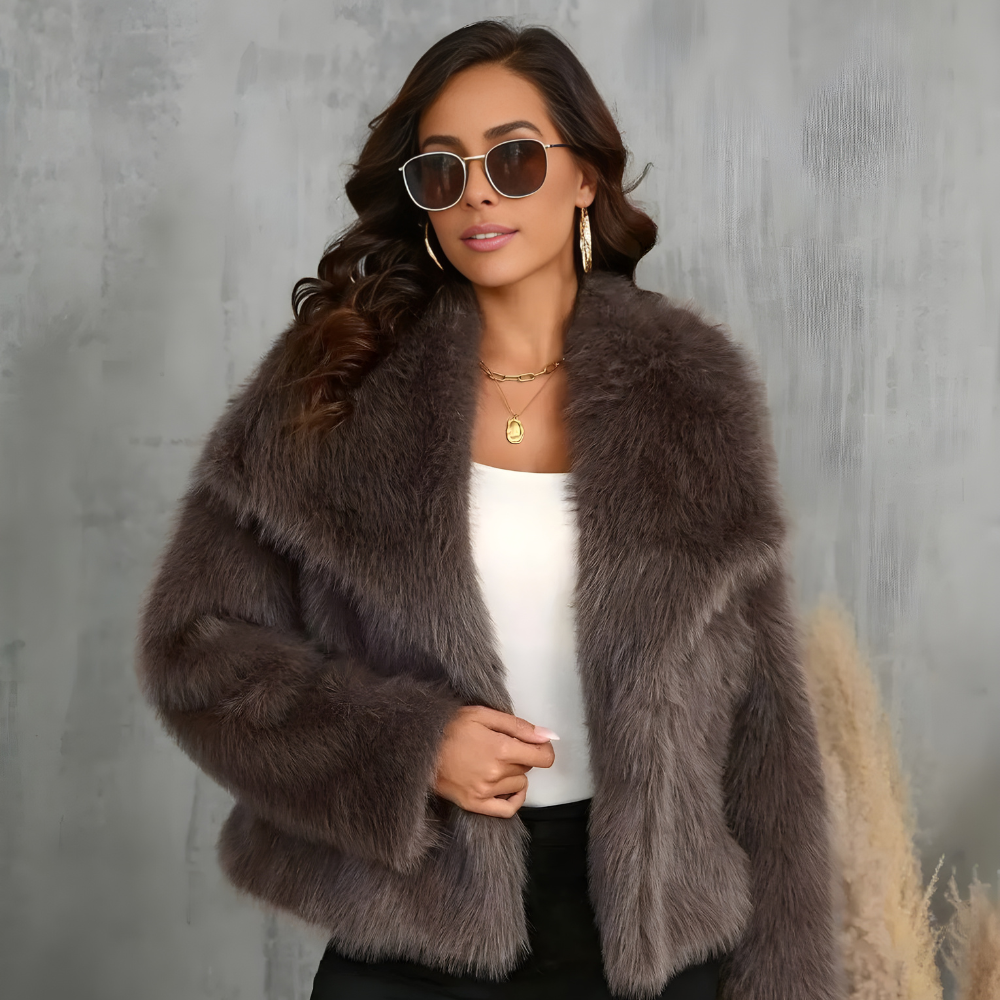 Miękka Kurtka z Imitacji Futra dla Dam