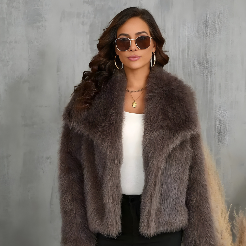 Miękka Kurtka z Imitacji Futra dla Dam