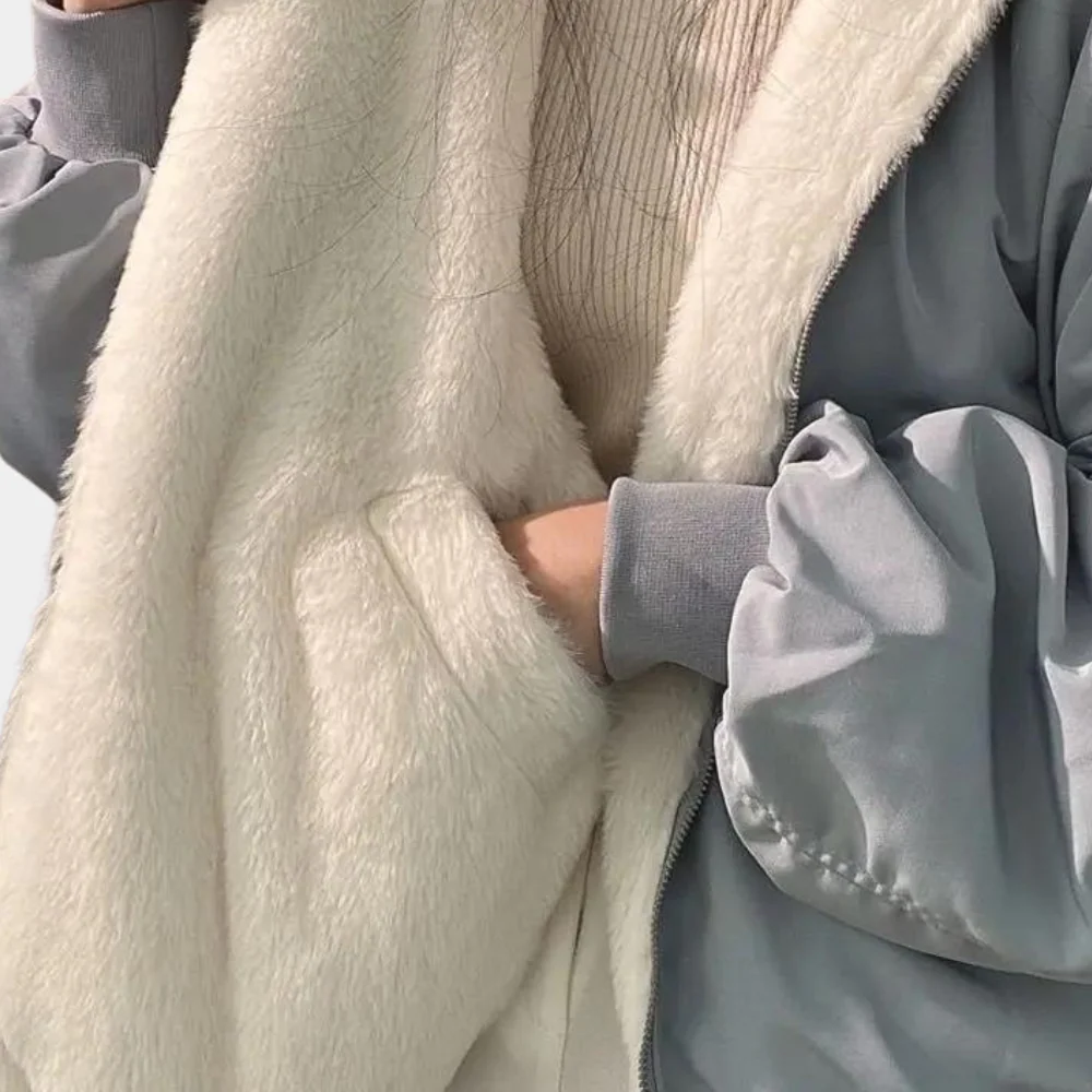 Nora | Gruba kurtka zimowa z polarowym wykończeniem i kapturem