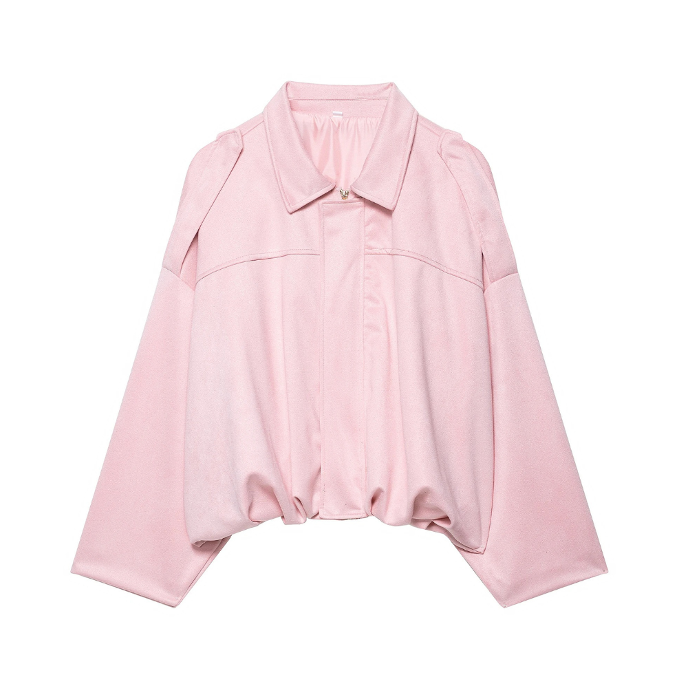 Oversize Suede Damska Kurtka – Casual Chic Odzież Wierzchnia