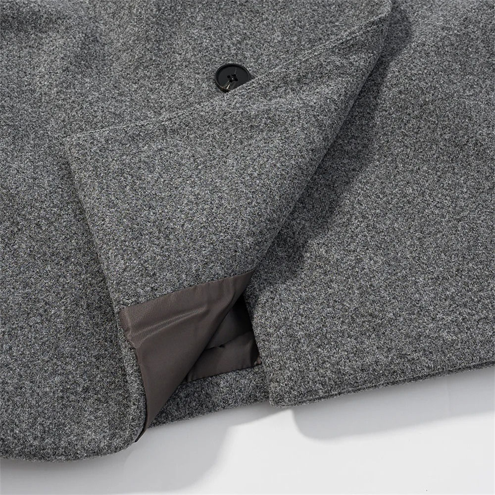 Oversized Płaszcz z Stojącym Kołnierzem i Guzikami