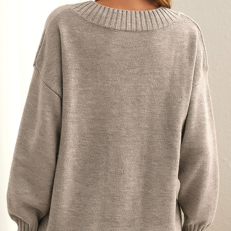 Selene | Damski Oversized Sweter z V-dekoltem