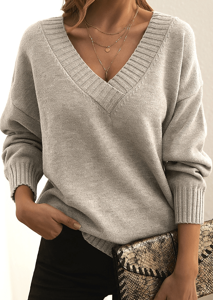 Selene | Damski Oversized Sweter z V-dekoltem