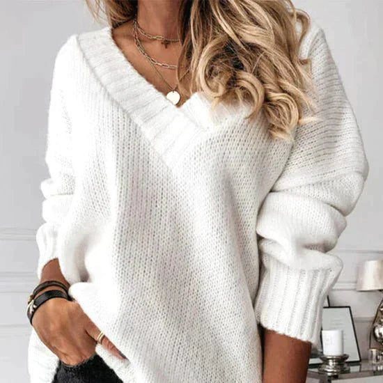 Selene | Damski Oversized Sweter z V-dekoltem