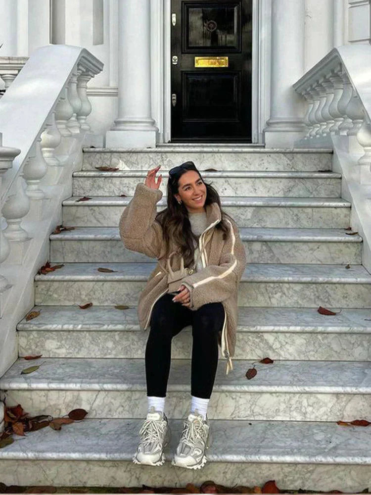 Selene | kurtka zimowa damska przytulna teddy bawełniana elegancka ciepła Chicveo
