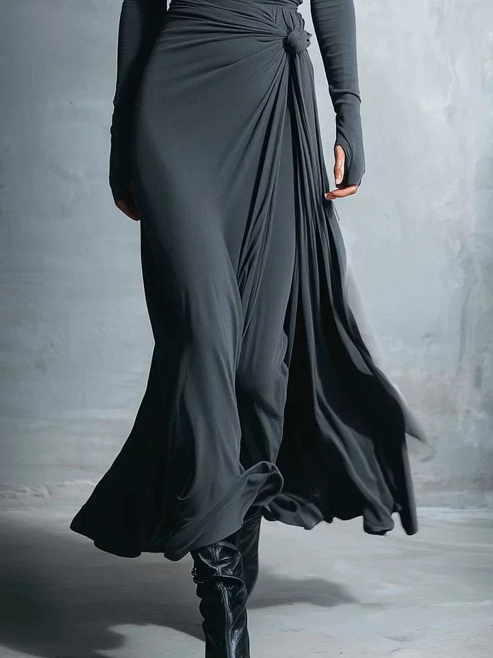 Elegancka Sukienka Maxi z Jersey z Węzłem