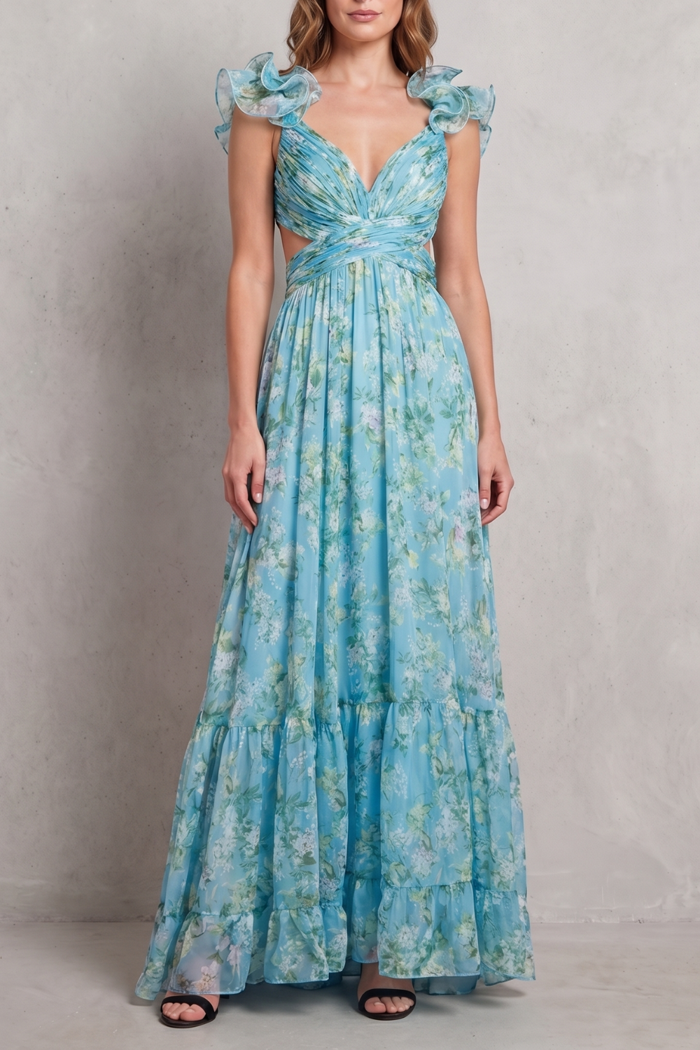 Florentia – Falbaniasta kwiatowa elegancja – Sukienka maxi