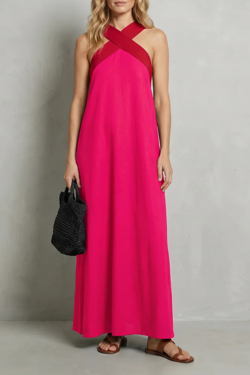 Seravelle – Elegancja z krzyżowym halterem – Sukienka maxi