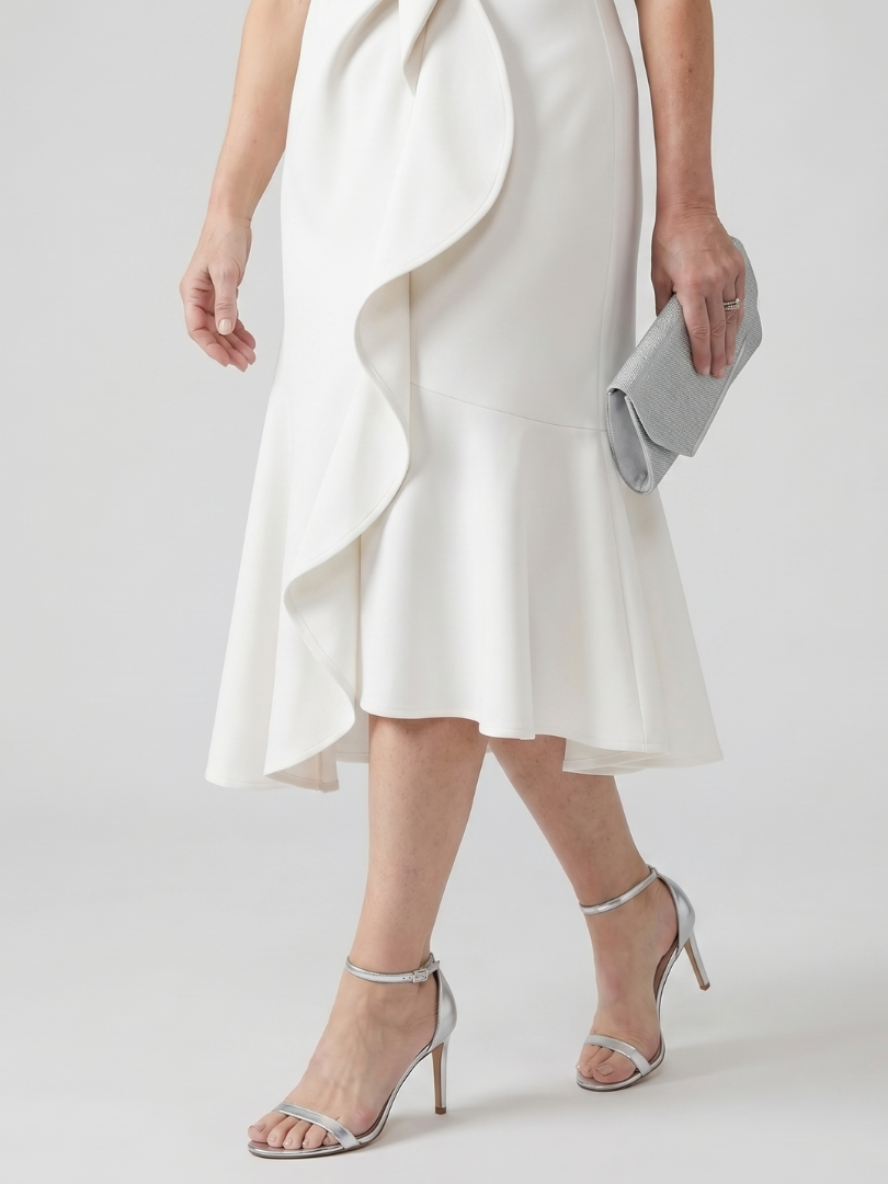 Voren | Prosta Midi Sukienka z Drape